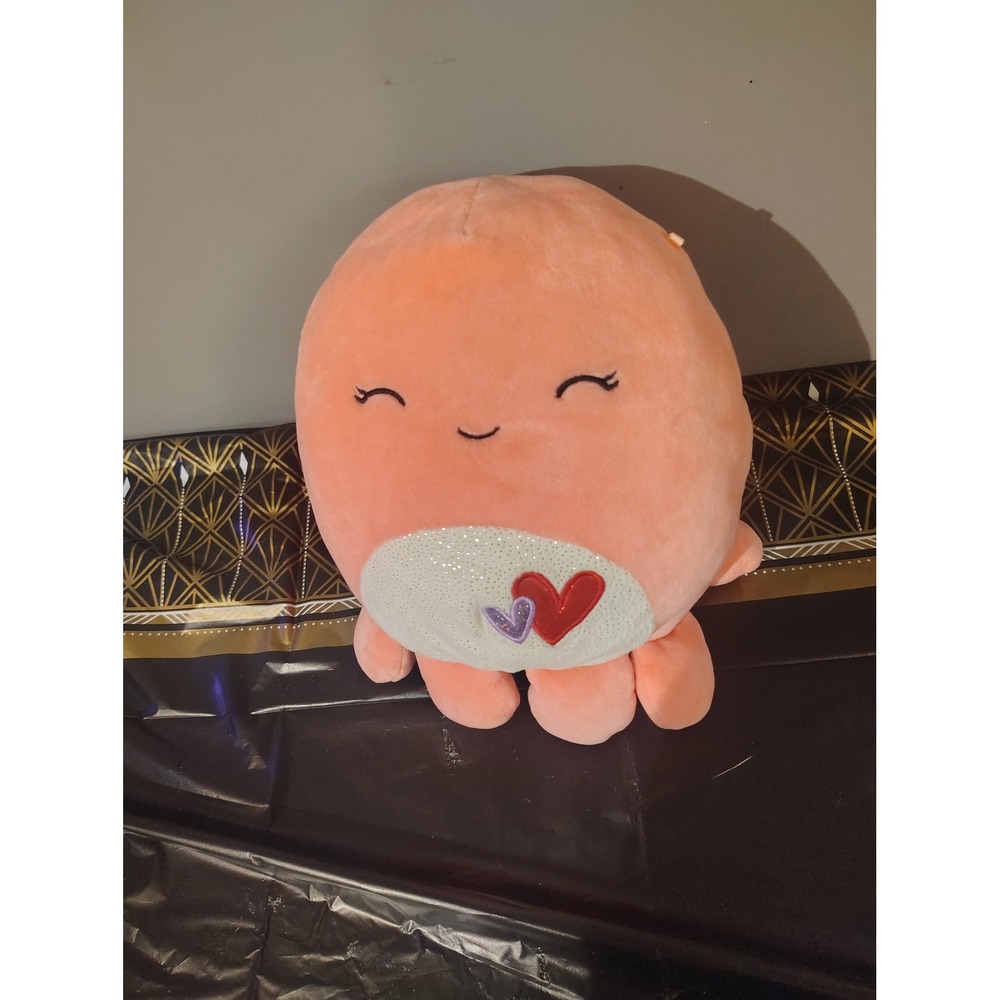 Squishmallows Abby the Valentine Octopus Peach Orange Heart Plush Toy